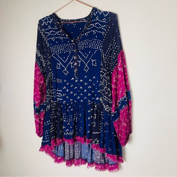 EUC Free People Shibori Tunic Top Small - Picture 3 of 6